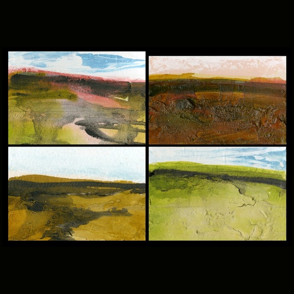 Bundle of 4 Small Textural Landscape Paintings - Dream Land Collection 8 - Picture 1 of 10